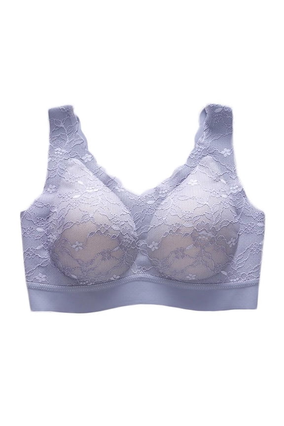 Women's Active Bras Wireless Padded Lace U Shape Bra Removable Molded Soft Cup Comfy Seamless Bralette Medium Impact Support Crop Vest Tops for Sleeping Sports Fitness Yoga, Full Cup, M-2XL