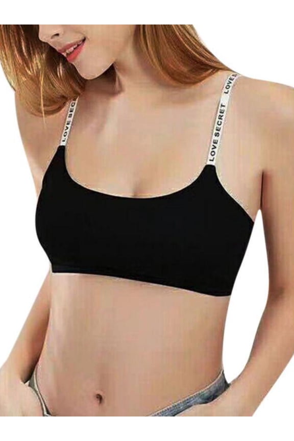 Women's Bandeau Removable Cup Funny Strap Cami Top Bra with Sayings, Average Size