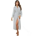 thumbnail image 1 of Ochine Women's Night Robe Kimono Sleepwear Sexy Lace Trim Nightgown Long Sleeve with Belt,S-2XL, 1 of 2