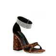 thumbnail image 1 of Ochotoros Chunky Heel Women's Rhinestone Sandals in Leopard, 1 of 3