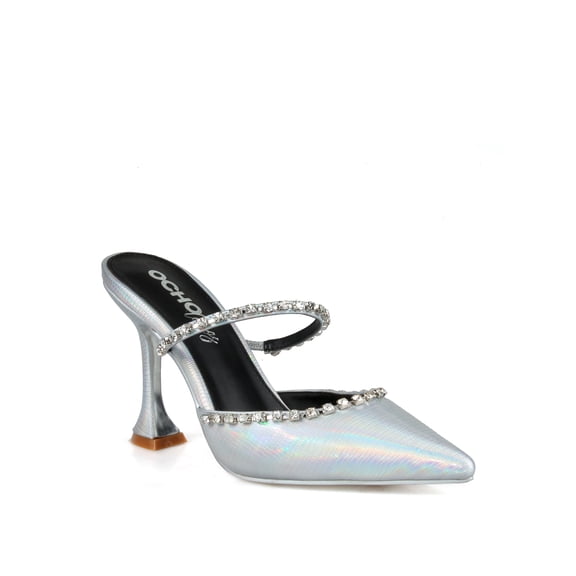 Ochotoros Slip On Women's Mule Pumps in Silver