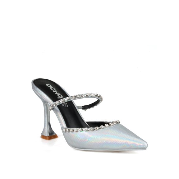 Ochotoros Slip On Women's Mule Pumps in Silver
