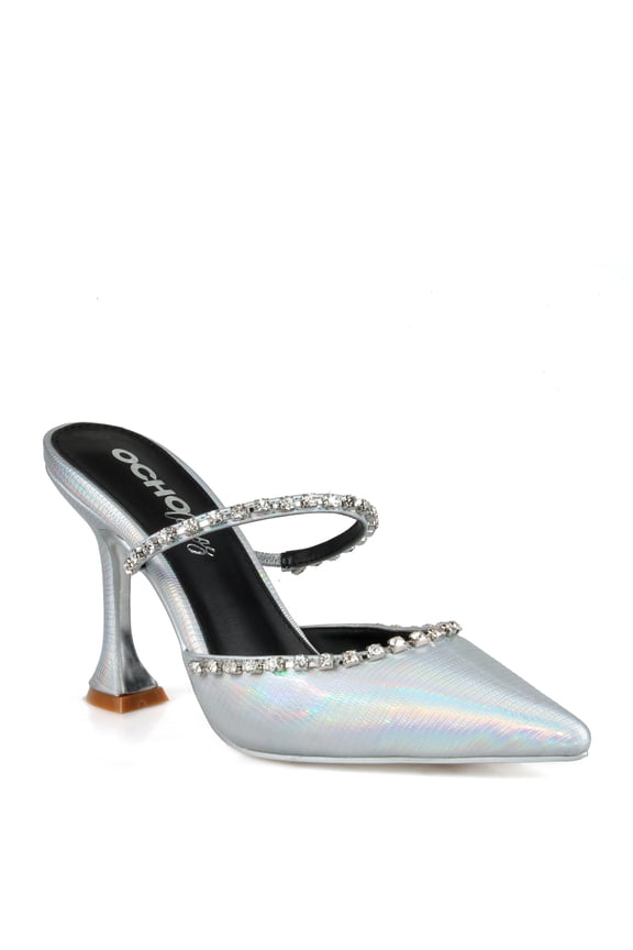 Slip On Women's Mule Pumps in Silver