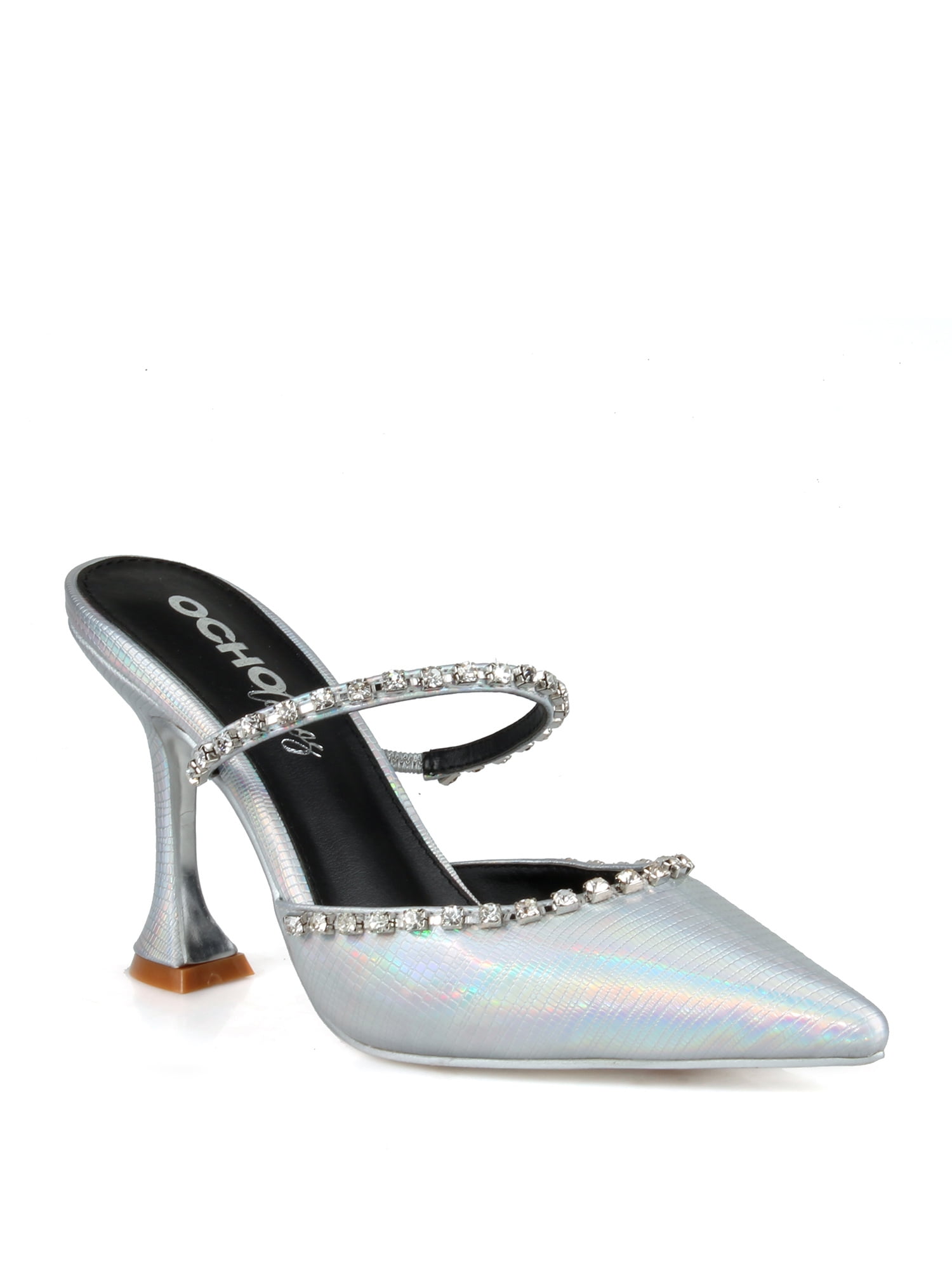 Ochotoros Slip On Women's Mule Pumps in Silver