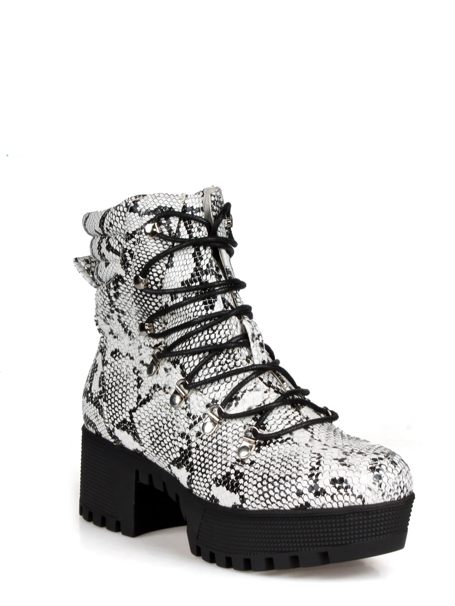 Ochotoros Women s Lace Up Combat Booties in Snake Walmart