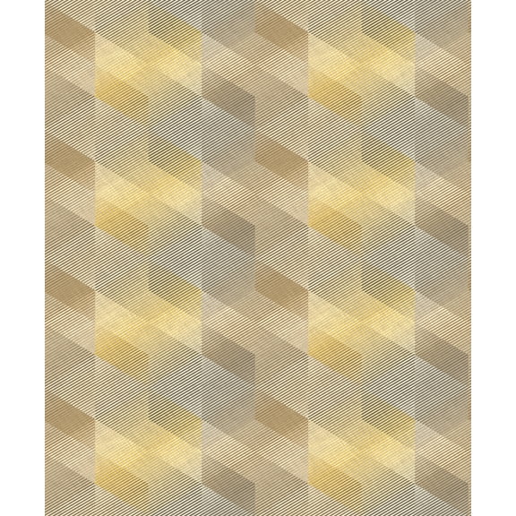 Ochre 3D Rhombus Stripe Geometric Wallpaper R8102