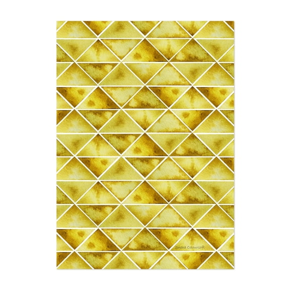 Ochre Brown Watercolor Triangles - Photography Geometric Pattern Watercolor Modern Art Minimalist Abstract Unframed Wall Art Print 40 x 60 inches