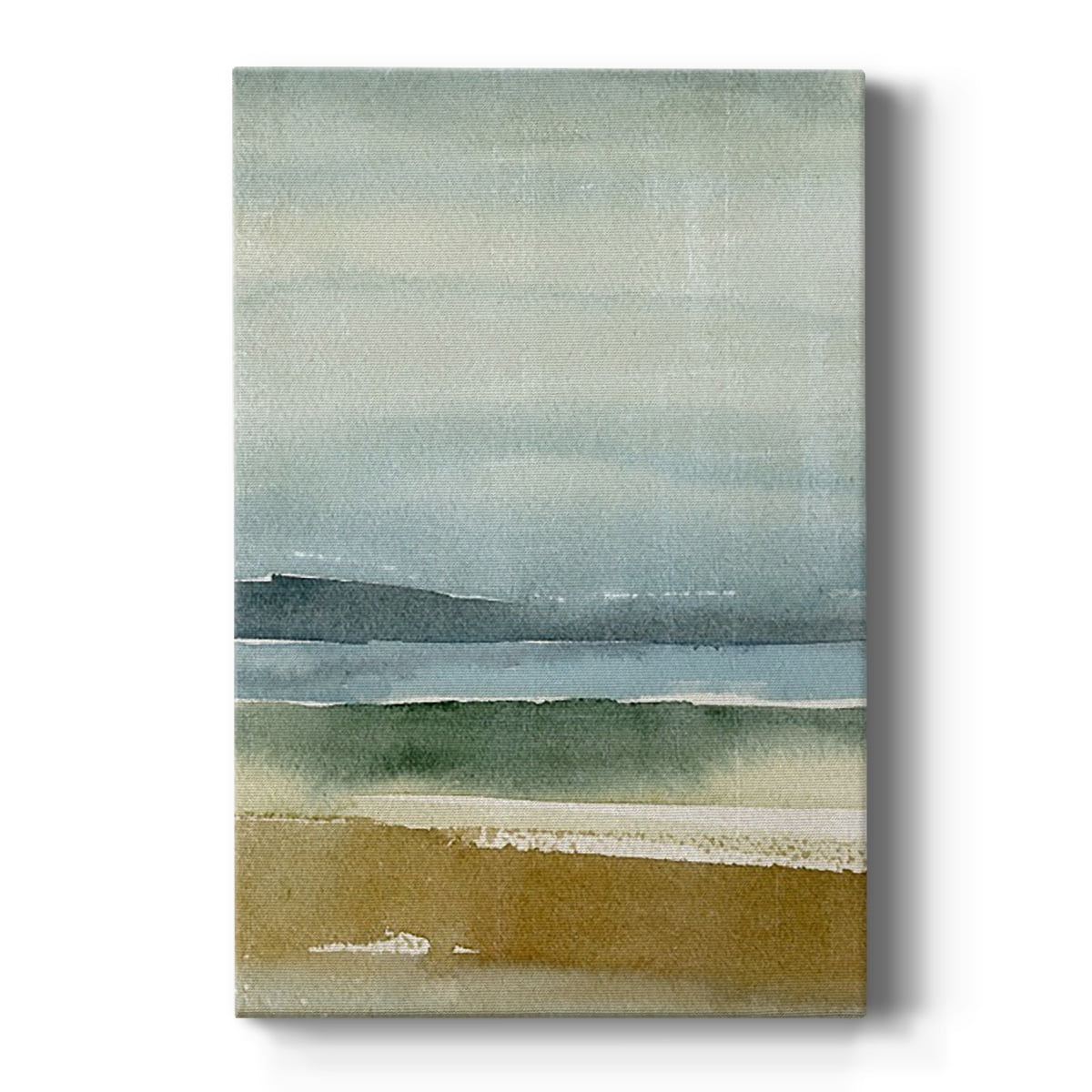 Ochre and Green Coastal Landscape Canvas Art