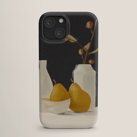 Ochre Pear and Ceramic Vase Still Life Tough Phone Case, Polycarbonate and TPU, for Select Apple iPhone Models