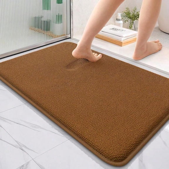 Ochre + Rectangular + 36 X 24 Thick Foam Bath Rug, Ultra Soft Absorbent