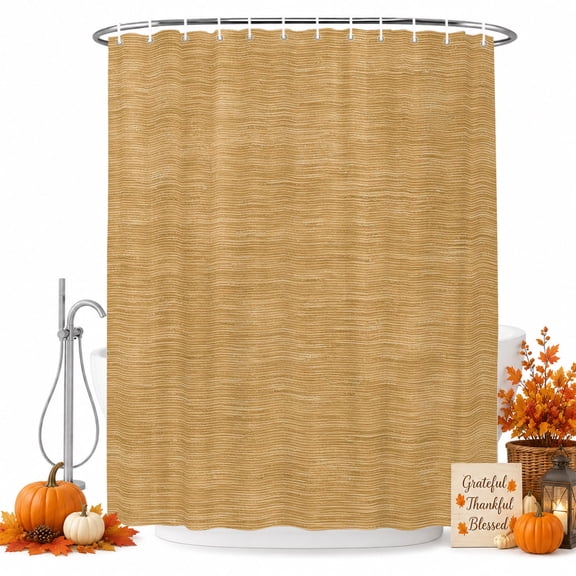Ochre Solid Color Shower Curtain, Waterproof Shower Curtains for Bathroom, Minimalist Vintage Linen Texture Modern Washable Fabric Bathtub Curtain Set Bath Decor with 12 Hooks 48"x72"