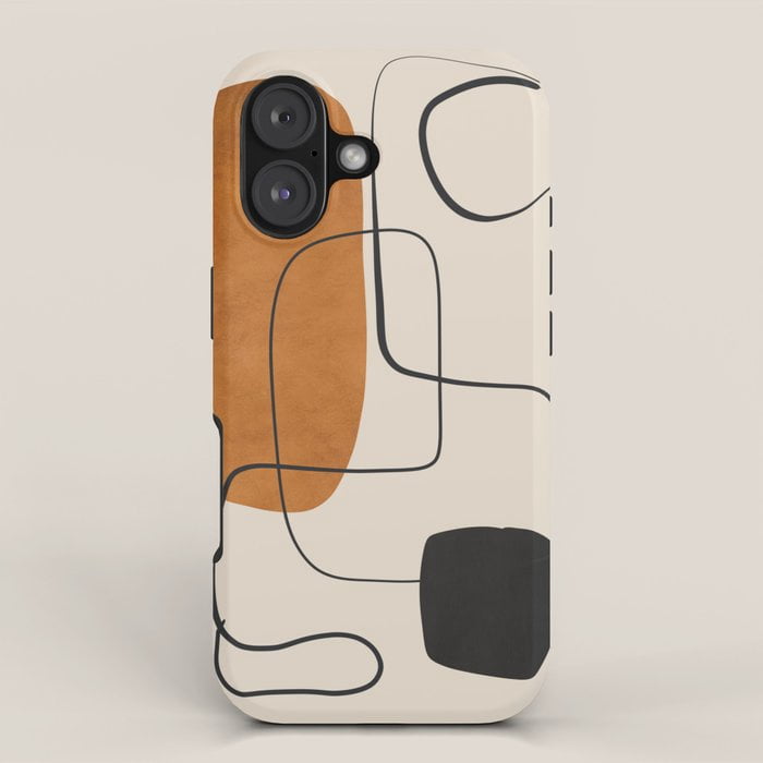 Ochre and Charcoal Geometric Line Art Tough Case for Apple iPhone ...