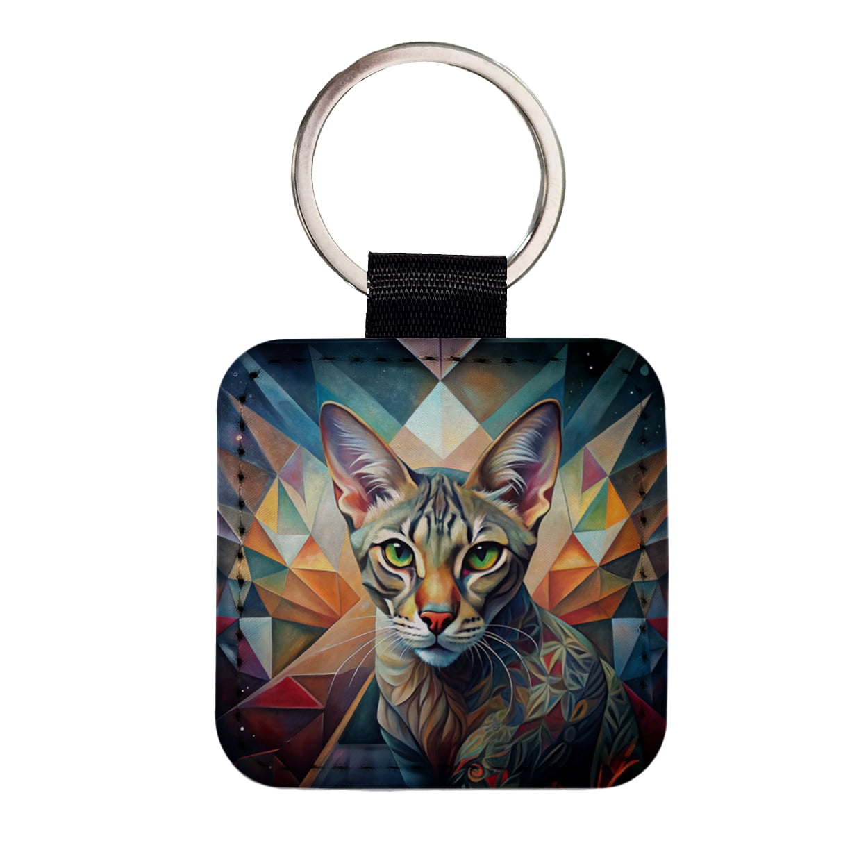 Ocicat Cat Abstract Art Faux Leather Square Keychain - Walmart.com