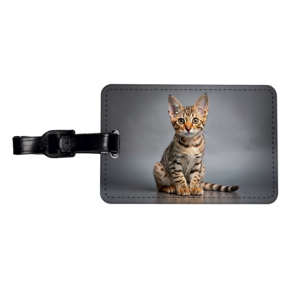 Ocicat Cat Kitten Photo Faux Leather Travel Luggage Tag