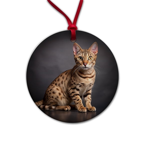 Ocicat Cat Photo Christmas Tree Holiday Round Ceramic Ornament