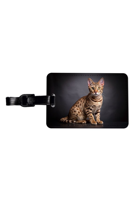 Ocicat Cat Photo Faux Leather Travel Luggage Tag