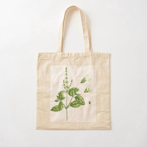 Ocimum Basilicum Canvas Tote Bags, Reusable Shopping Bag