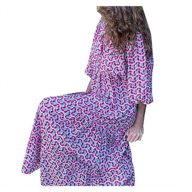 Ociviesr Geometric Printed Bubble Sleeved Dress Street Oversized Women's Clothing Petite Dress