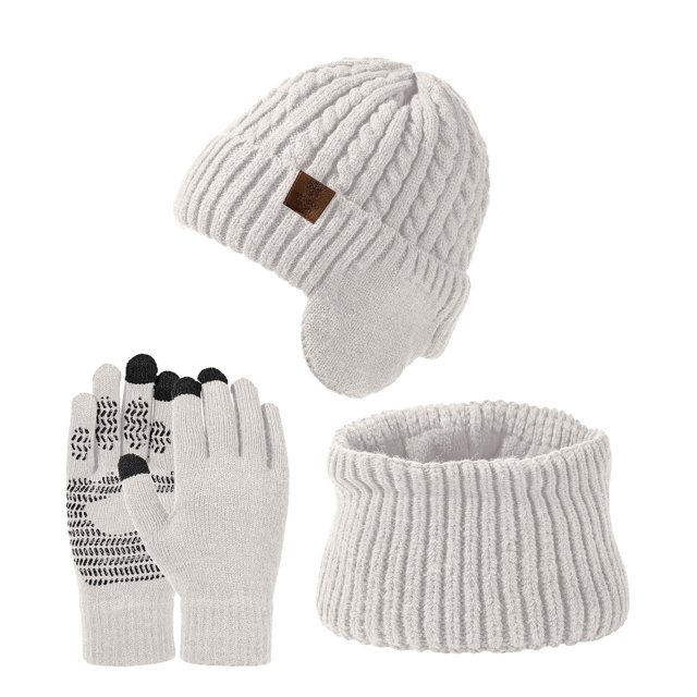 Ociviesr Knitted Hat And Scarf Two Piece Set Unisex Large Head Suitable