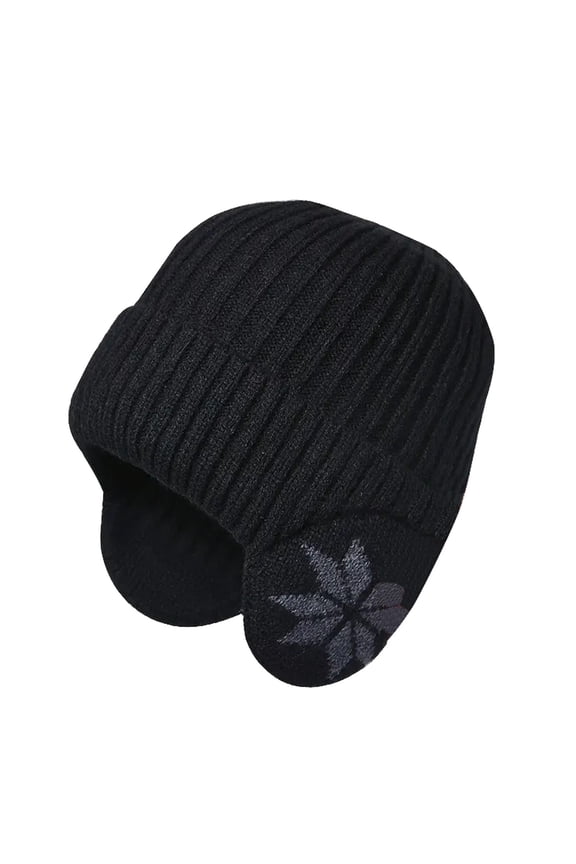 Unisex Snow Flake Earmuff Knitted Hat Knitted Hat Trapper Hat for Men Double H Hat