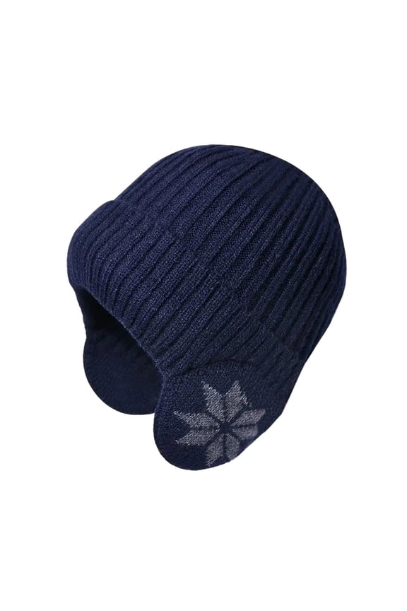 Unisex Snow Flake Earmuff Knitted Hat Knitted Hat Trapper Hat for Men Double H Hat