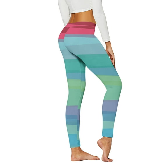 Ociviesr Women Casual Fashion Tight High Waist Sports Yoga Pants Colorful Striped Printed Leggings 3x Leggings for Women plus Size with Pockets Leggings