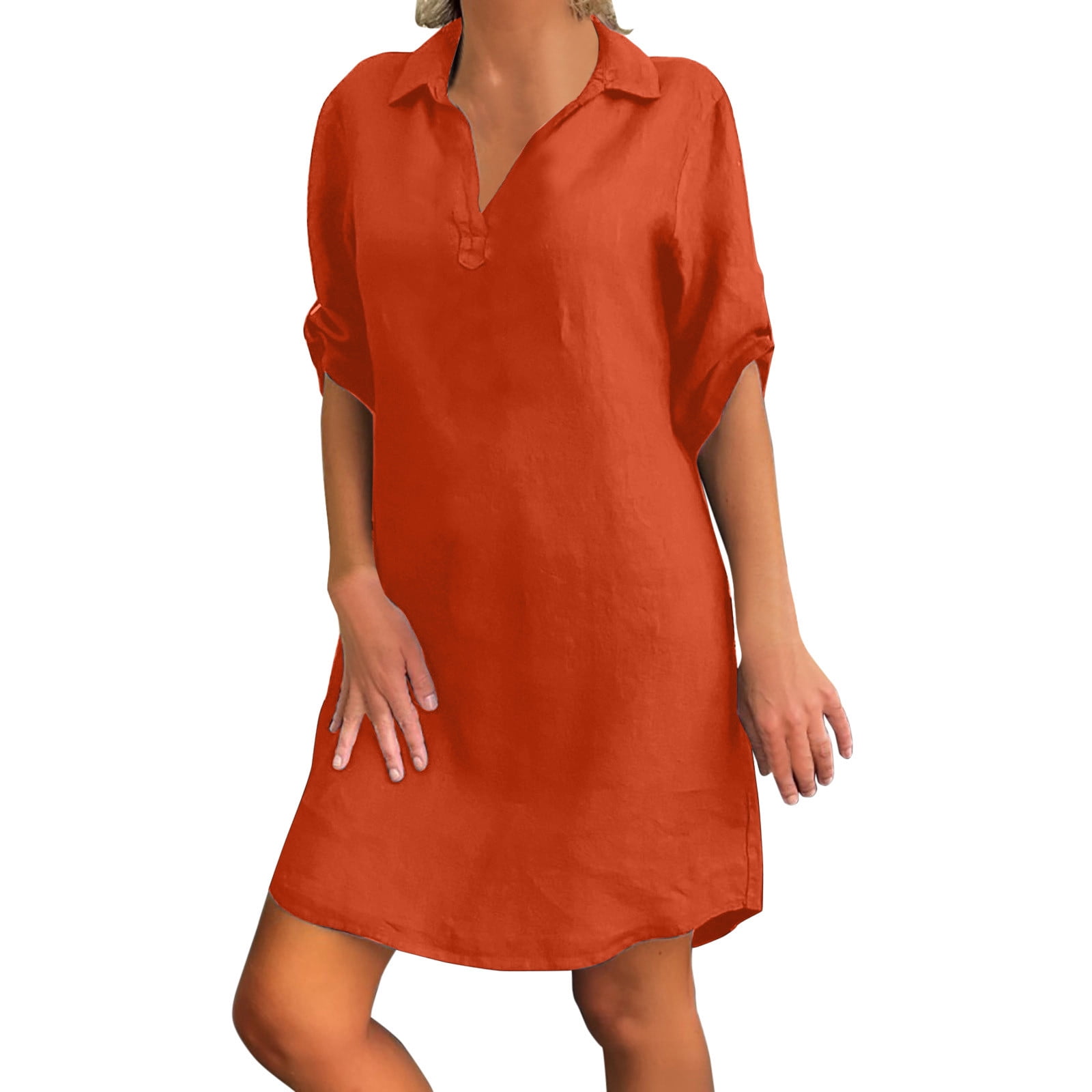 Ociviesr Women Summer Dress Knee Length T Shirt Dress Large Sizes