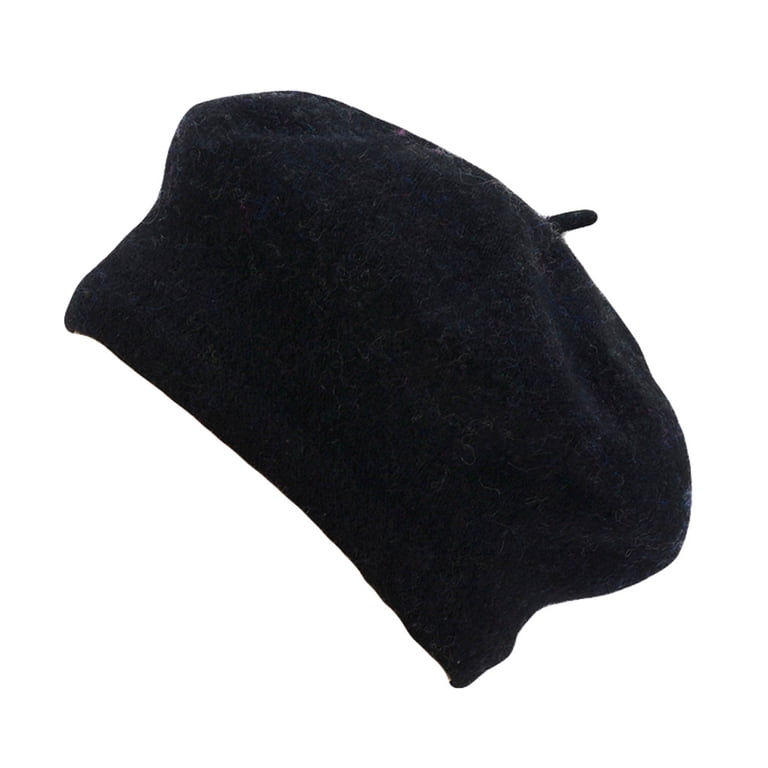 Women\'s French Wool Hats Fashion Solid Color Ladies Beret Caps Black MAYMII Wool Black French Beret Hat - Solid Color Cap for  main image 3