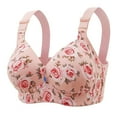 thumbnail image 1 of Ociviesr Women's Plus Size Anti Sagging Gathered Double Without Steel Ring Thin Rose Print Bra Mom Bra Women Bras plus Size Front Hook, 1 of 3