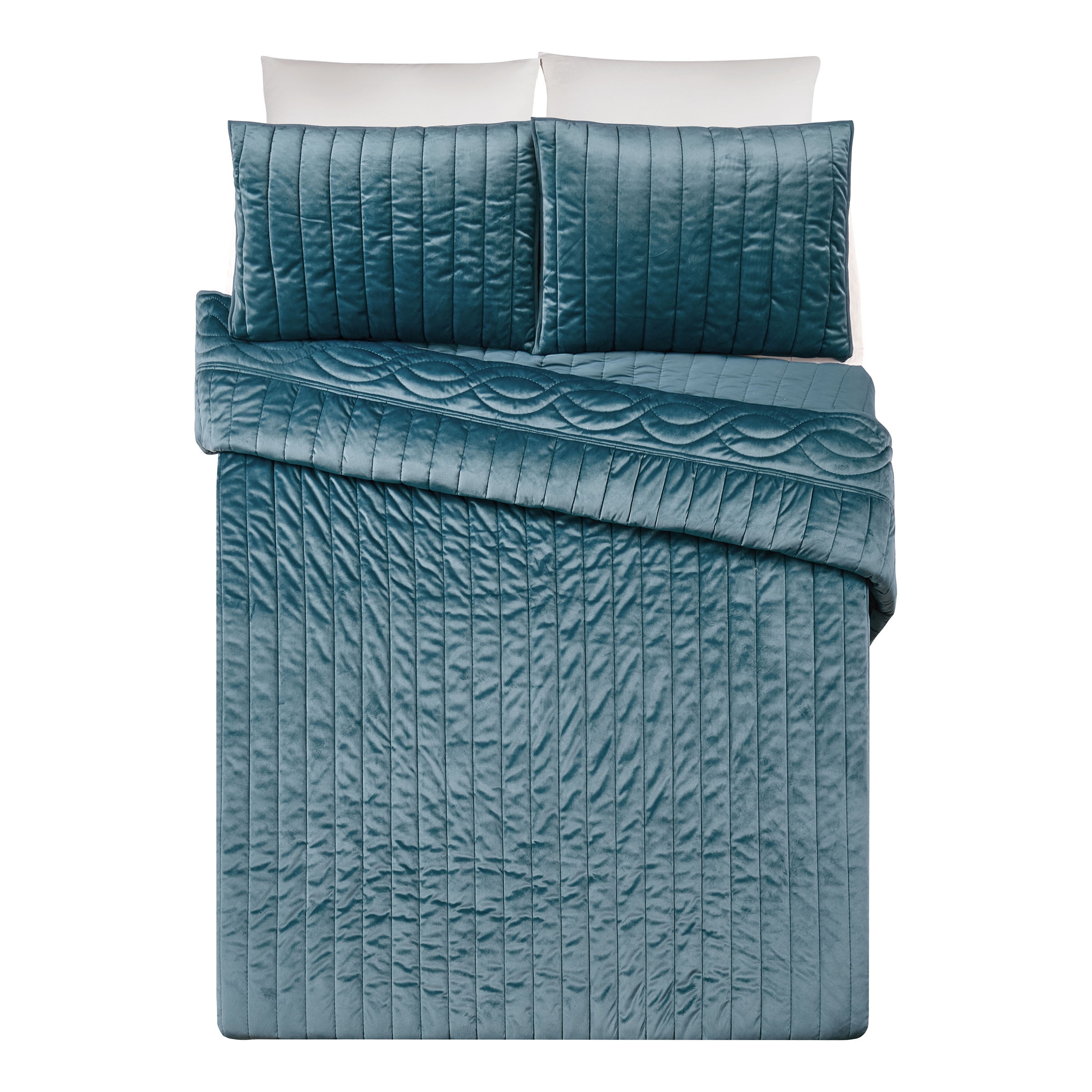 Dee Ocleppo Velvet Cable Blue 3-Piece Quilt Set, King