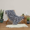 thumbnail image 1 of OcleppoGeometric Jacquard Fringe Blue Throw 50'X60", 1 of 4