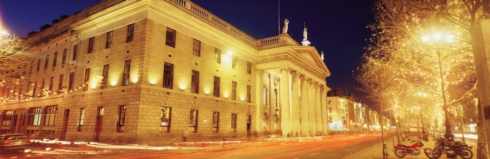Oconnell Street Dublin Ireland Christmas Lights Canvas Art - The Irish Image Collection Design Pics (34 x 11)