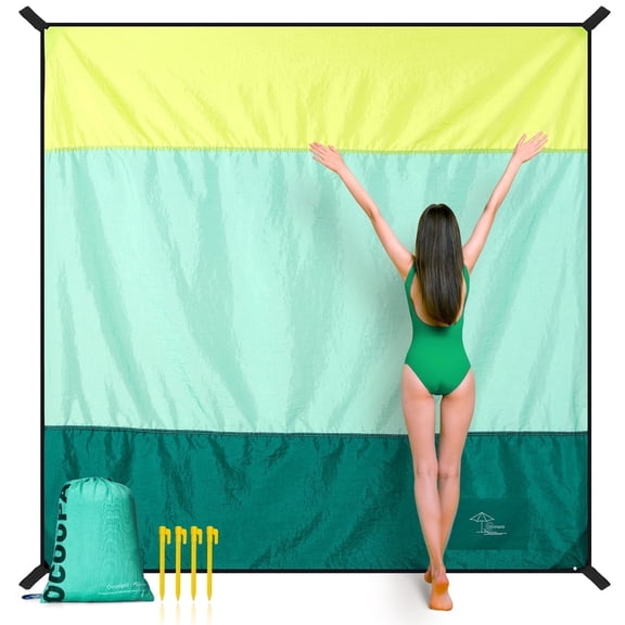 Ocoopa 10'x9' Beach Blanket for 10 Adults - Waterproof, Sandproof, Quick Drying with Carry Bag - Ideal for Travel