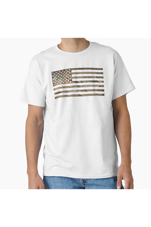 Ocp American Flag Military Uniform Style T-Shirt