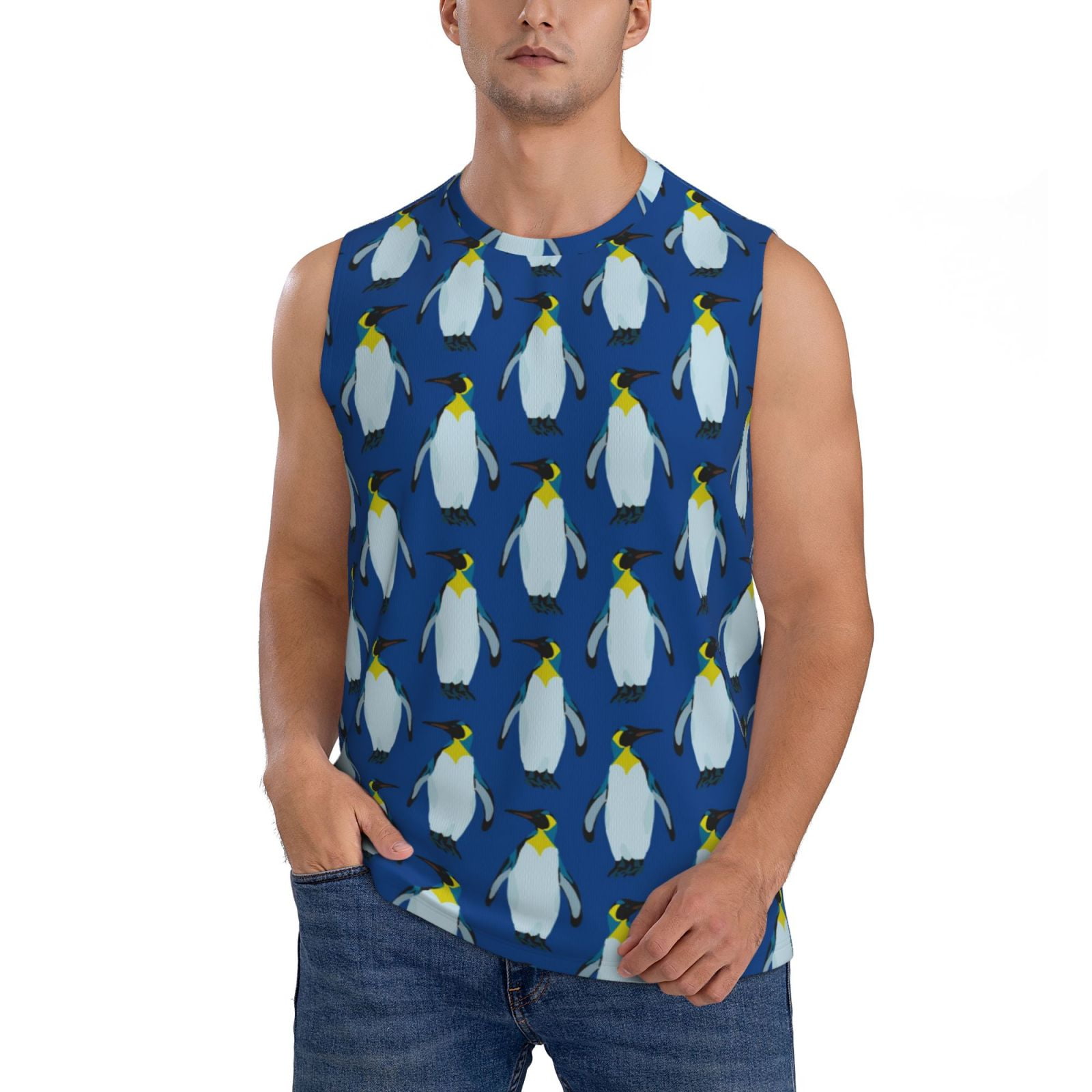 Ocsxa Beautiful King Penguin Print Workout Tank Tops Gym Sleeveless ...