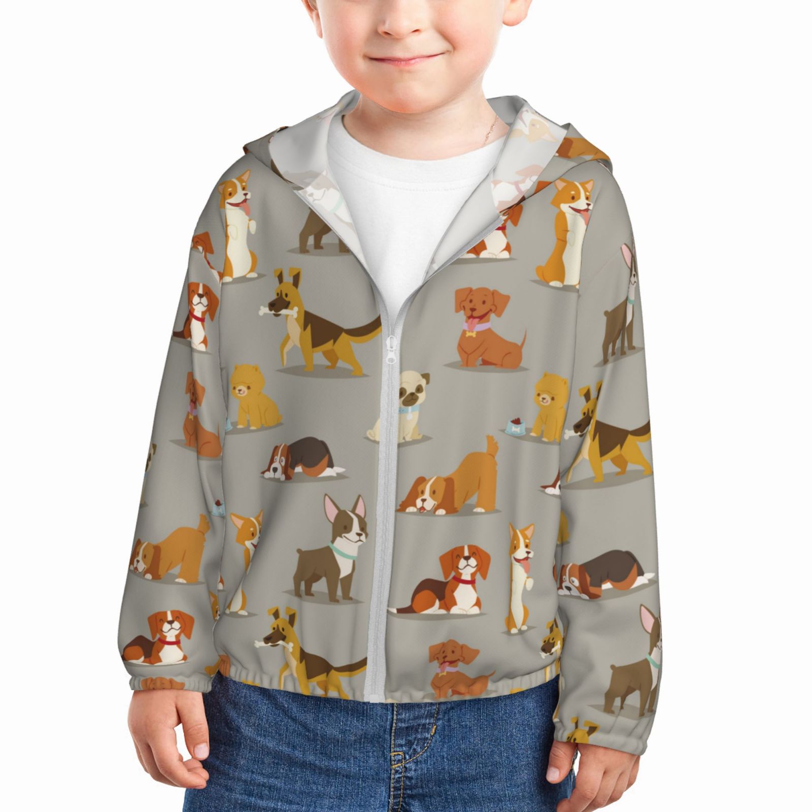 Ocsxa Cute Dog Print Kids Active Zipper Sun Protection Jacket Boys ...
