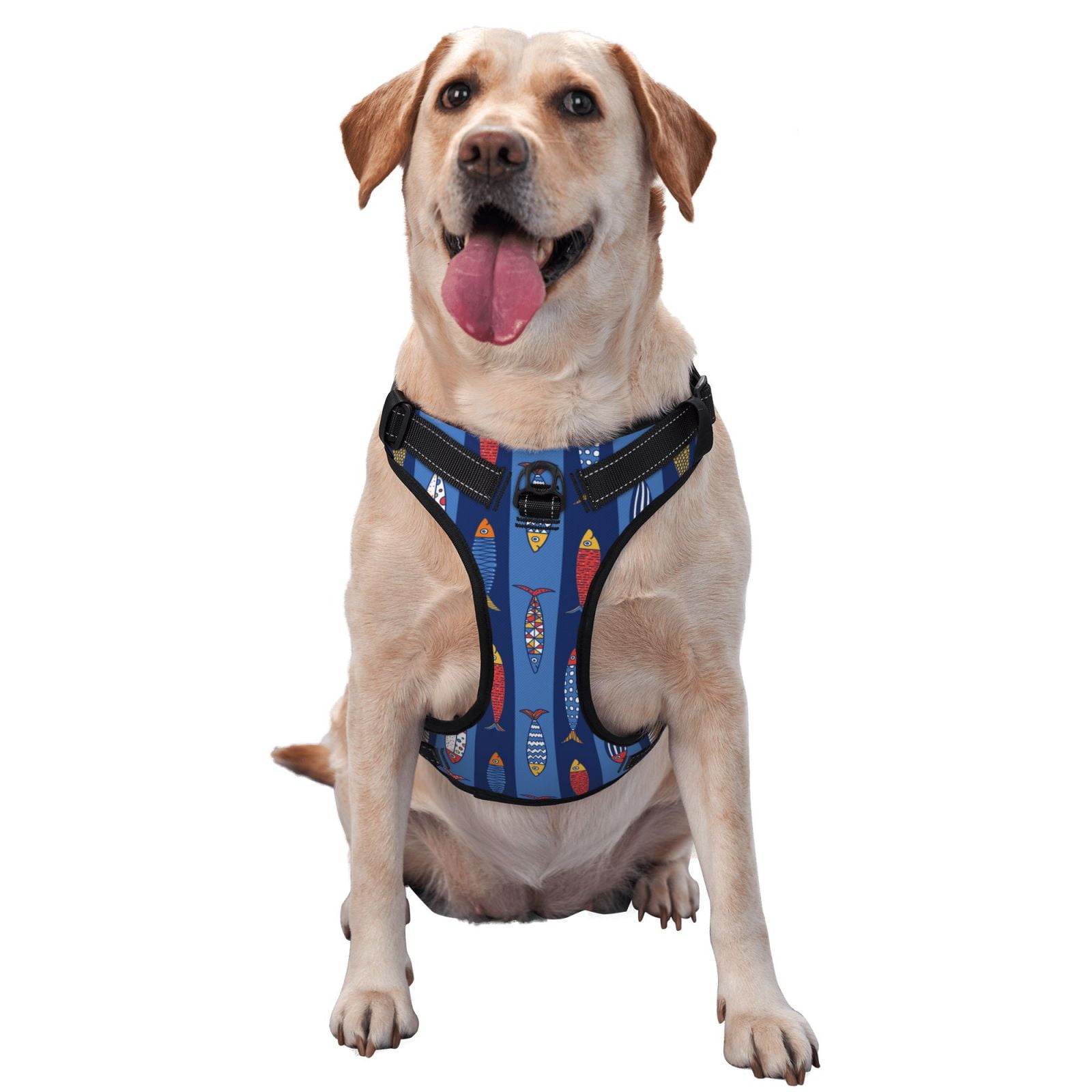Ocsxa Cute Fish Dog Harness for Small Large Dogs No Pull Service Vest with Reflective Strips Adjustable and Comfortable for Easy Walking No Choke Pet Harness Walmart