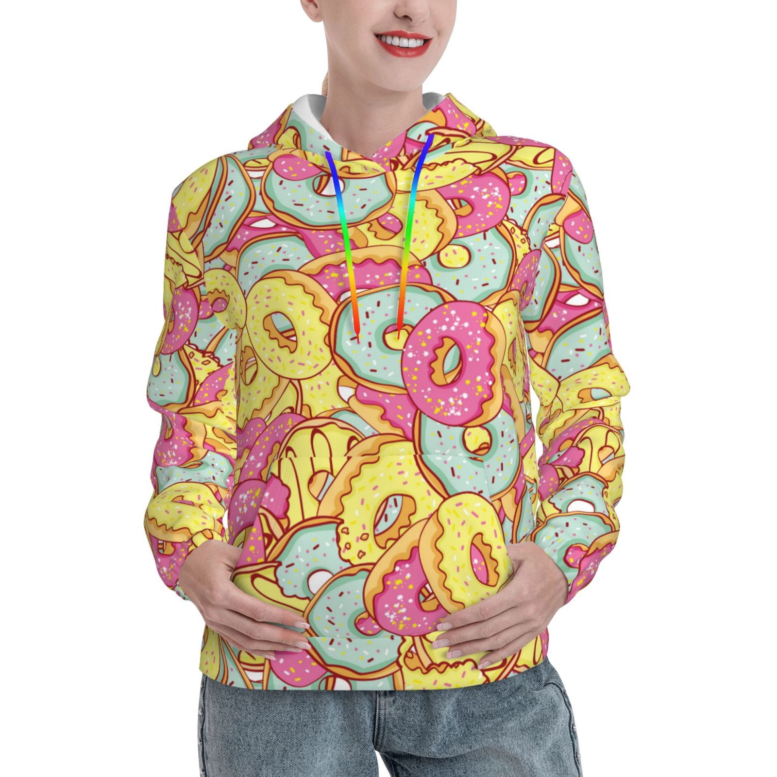 Ocsxa Donut and Blue Print Women's Hoodie Sweatshirts Workout Sweat