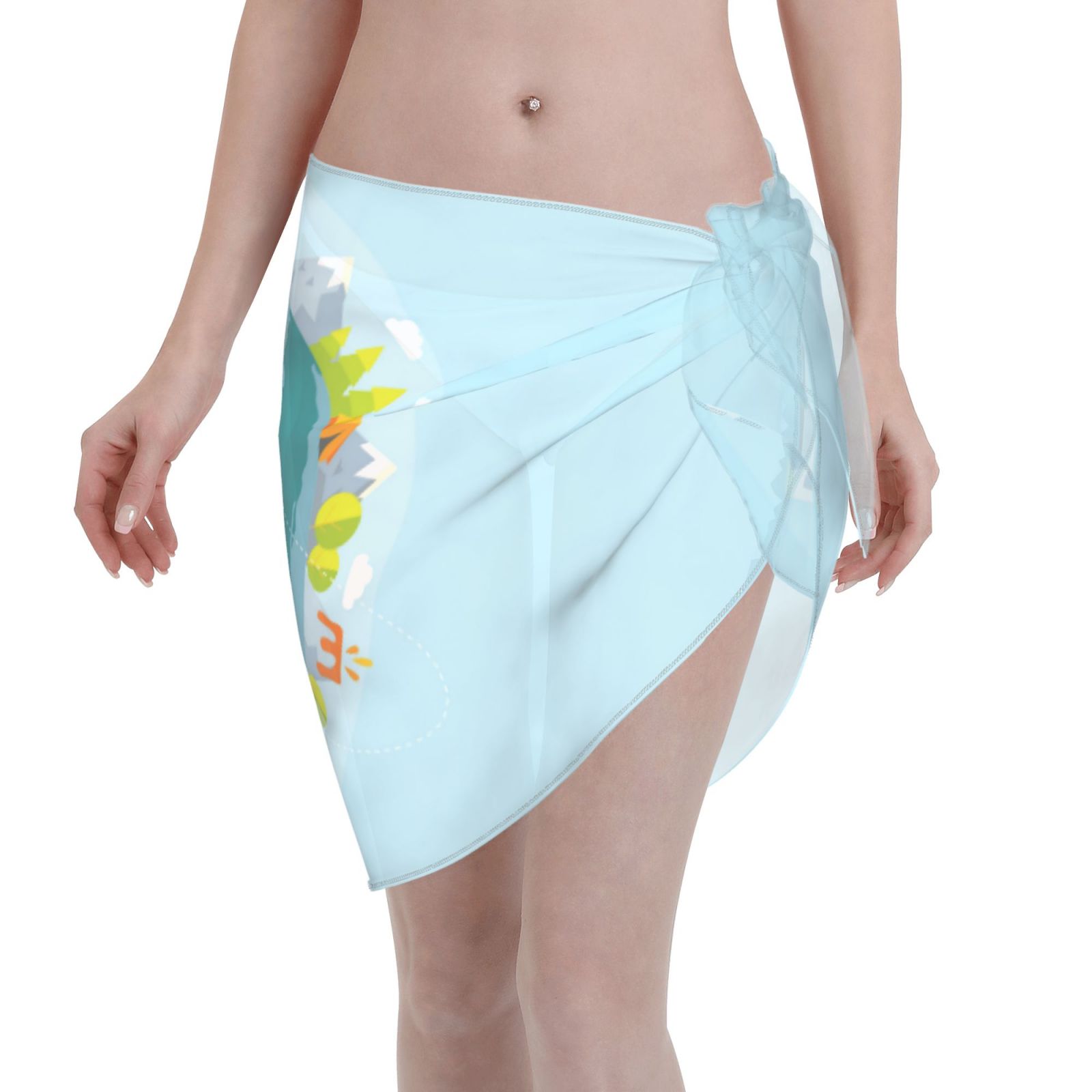 2-Pack Chiffon Swimsuit Cover Ups For Women - Black & White Sarong Wrap, Beach Skirt, Bikini Cover Up - View #13