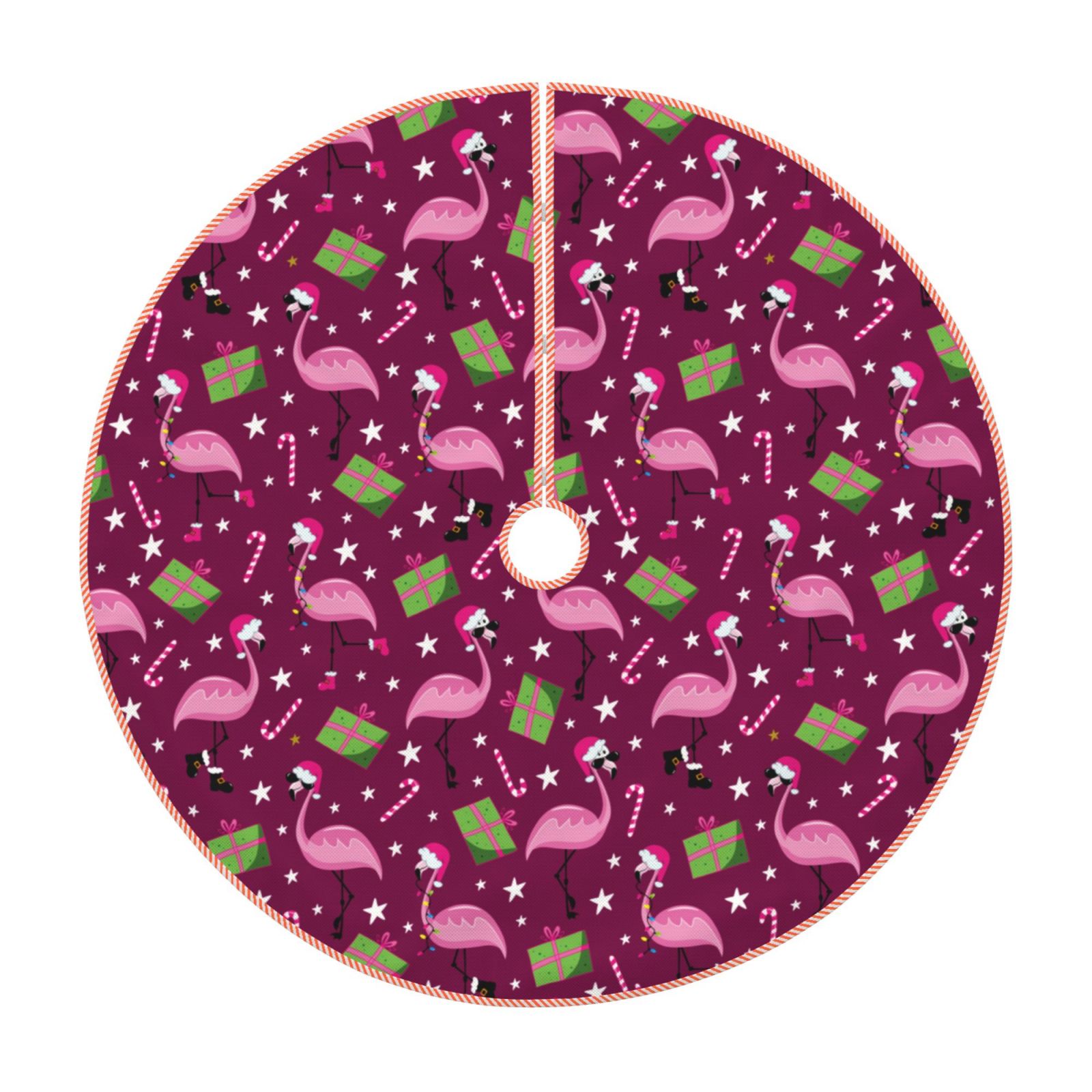 Ocsxa Festive Flamingos Christmas Tree Skirt 48" Snowman Xmas Tree