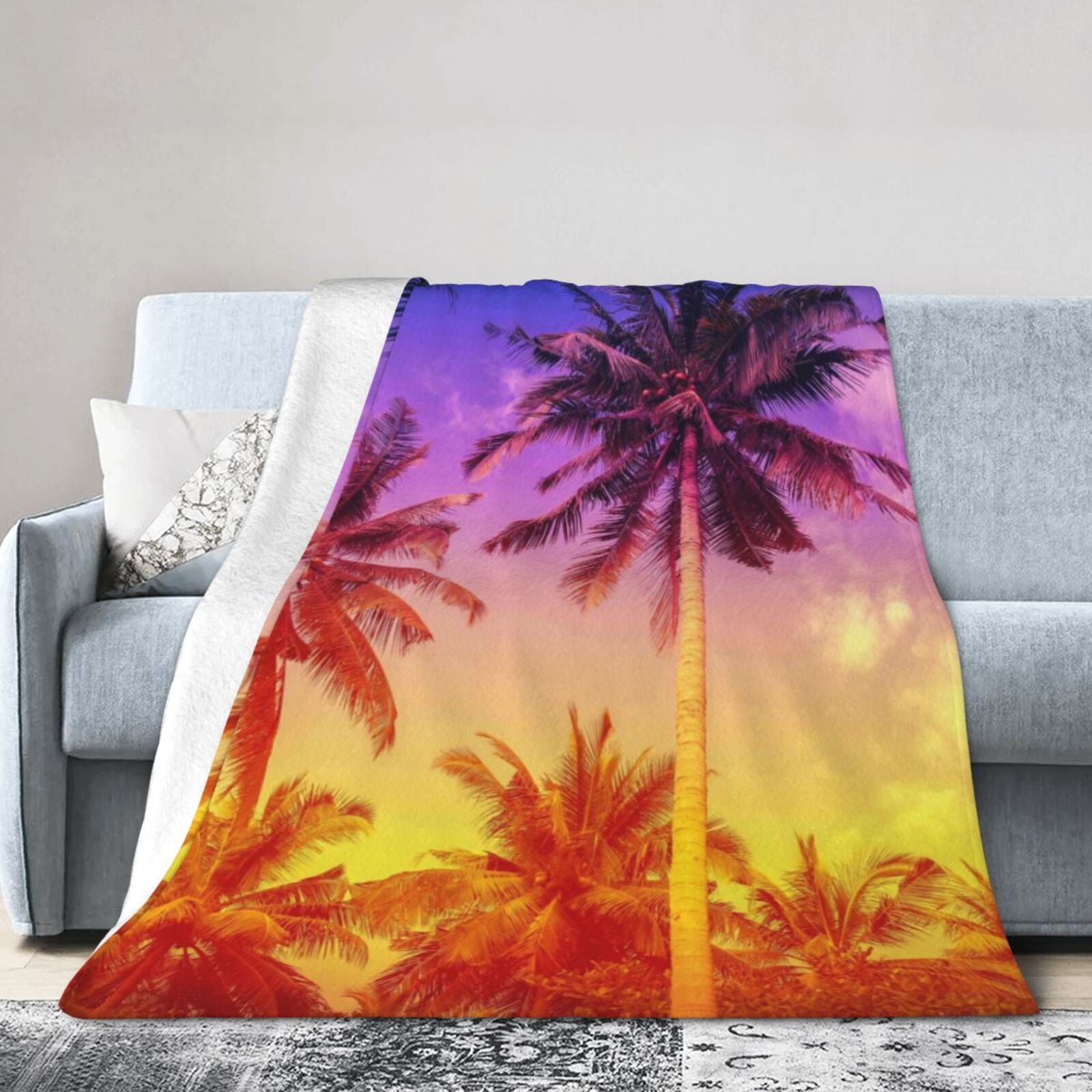 Palm buying Trees with Sunset No Sew Fleece blanket