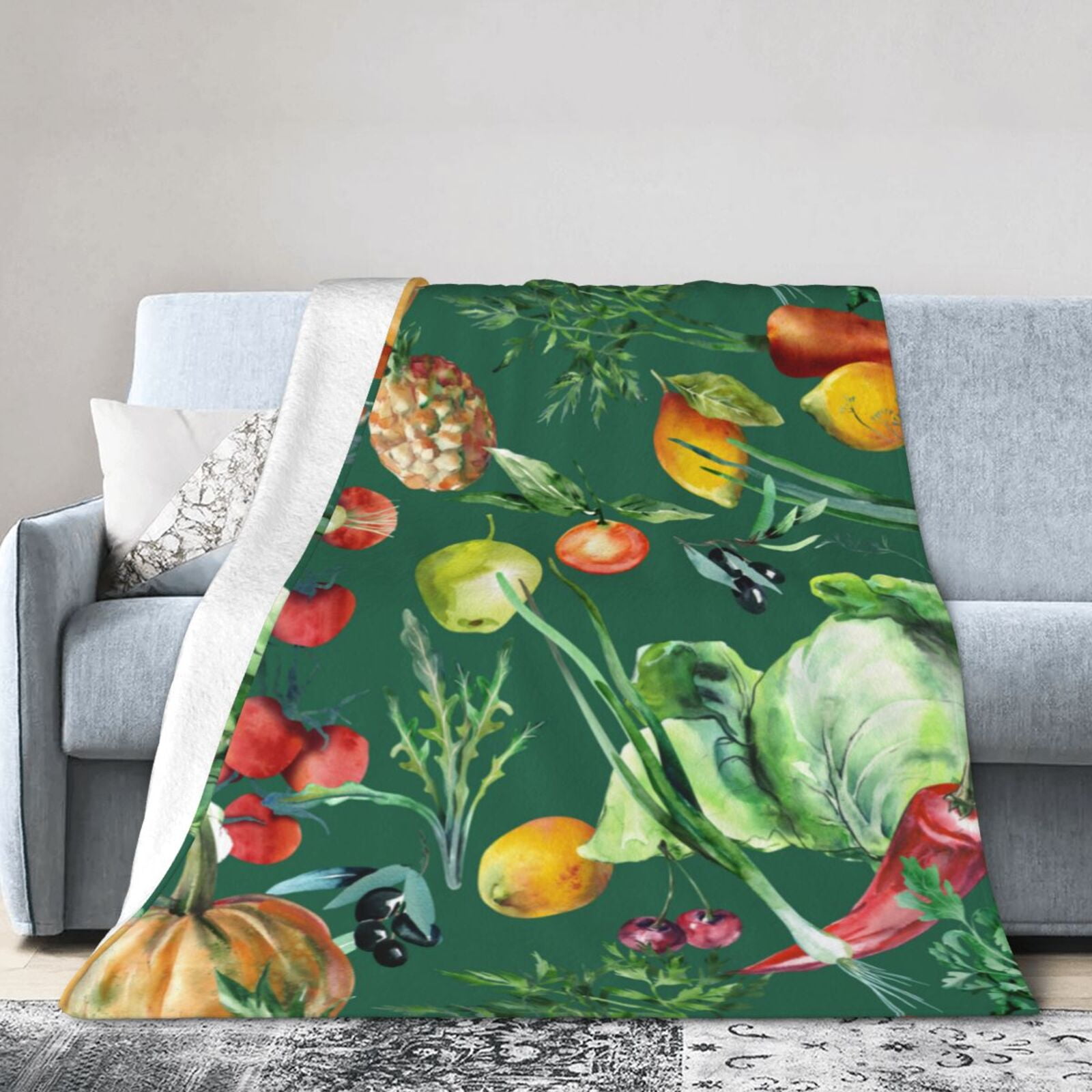 Ocsxa Flannel Fleece Vegan Print Throw Blanket, Lightweight Super Soft