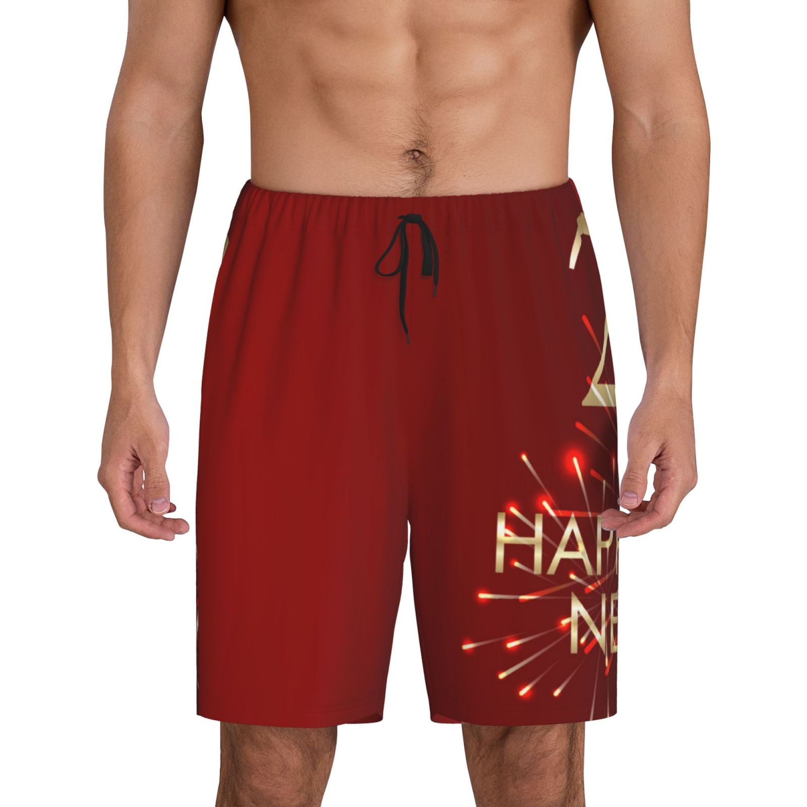 Ocsxa Happy New Year 2025 Print Sleep Pajama Shorts for Men,Men's 1