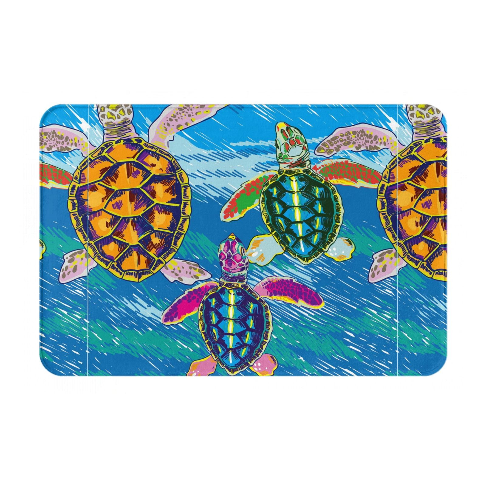 Ocsxa Little Sea Turtles Door Mat 16"X24", Indoor/Outdoor Mat, Front