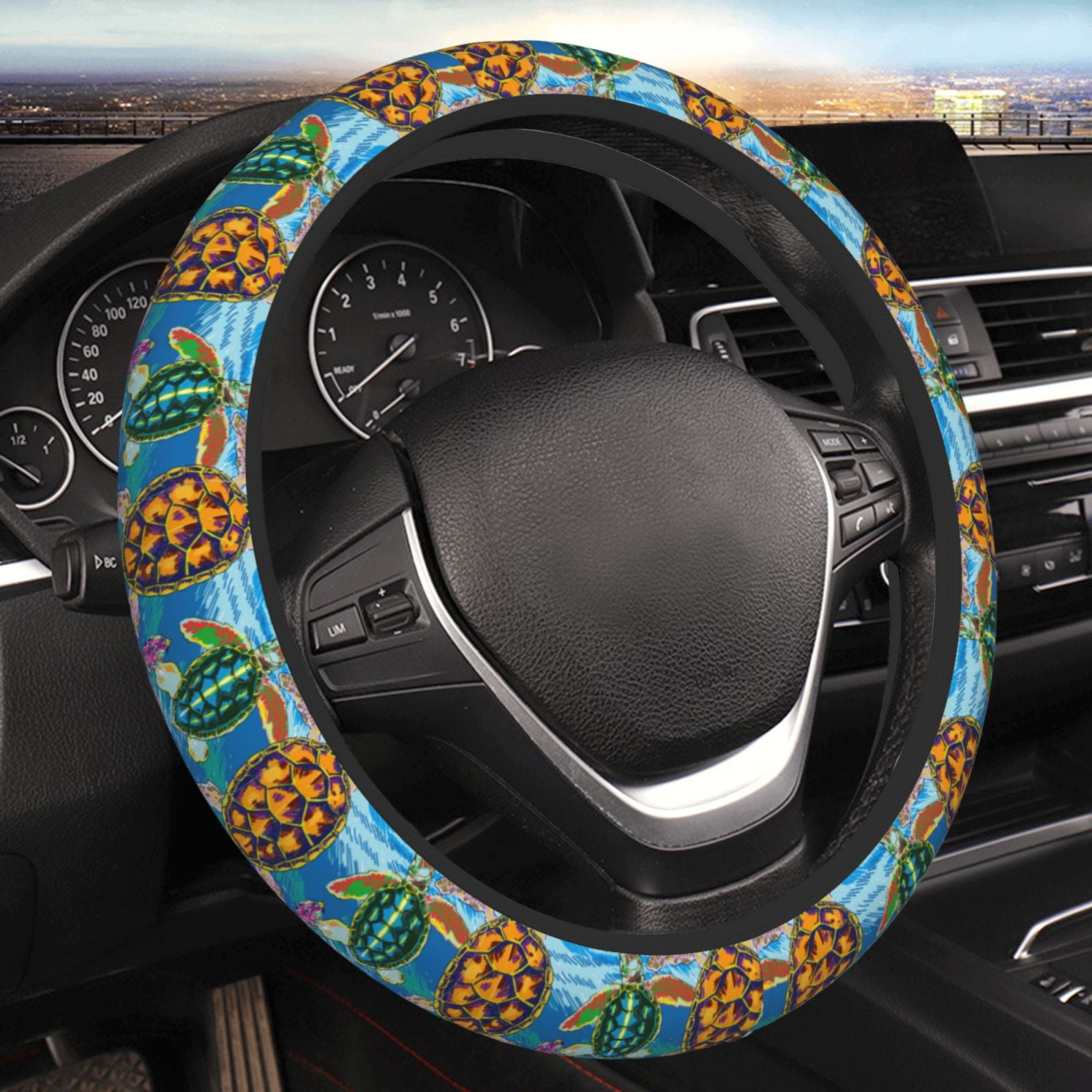 Ocsxa Little Sea Turtles Steering Wheel Cover,Universal 15 Inch Anti