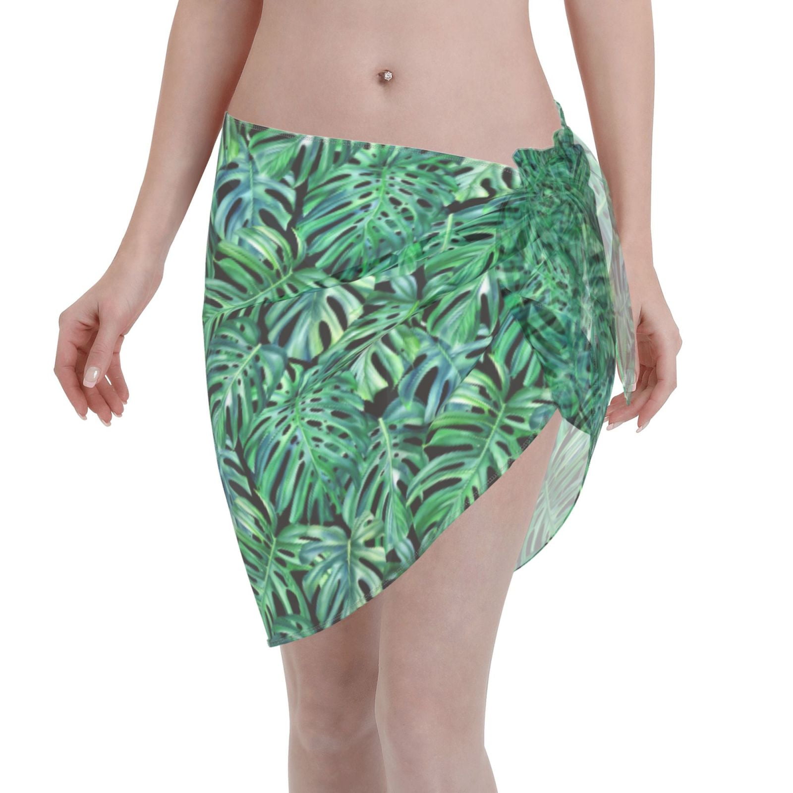 Ocsxa Monstera Leaves Print Sarong Coverups For Women Bathing Suit Wrap
