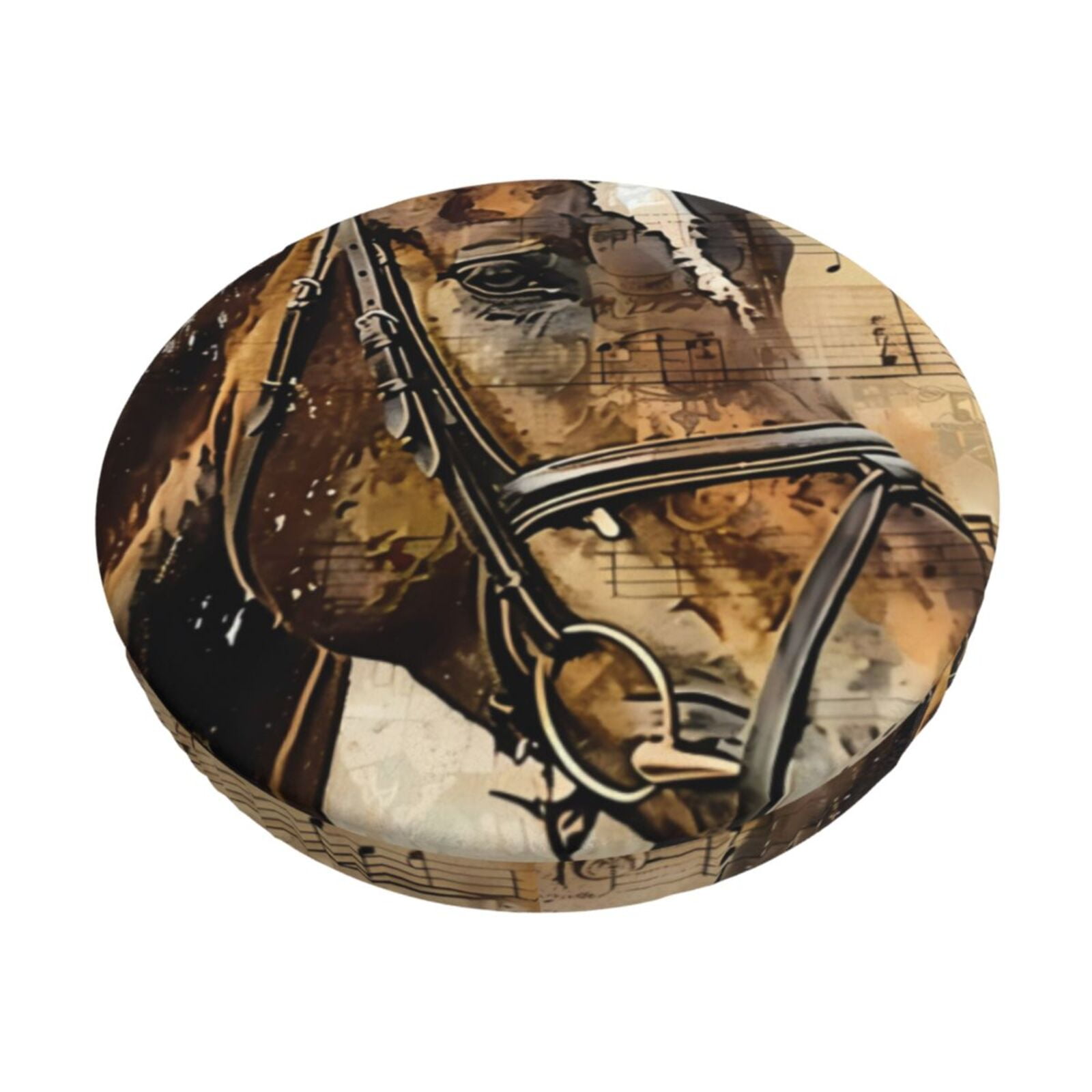 Ocsxa Musical Horse Vintage Collage Pattern Stool Covers Round,Seat