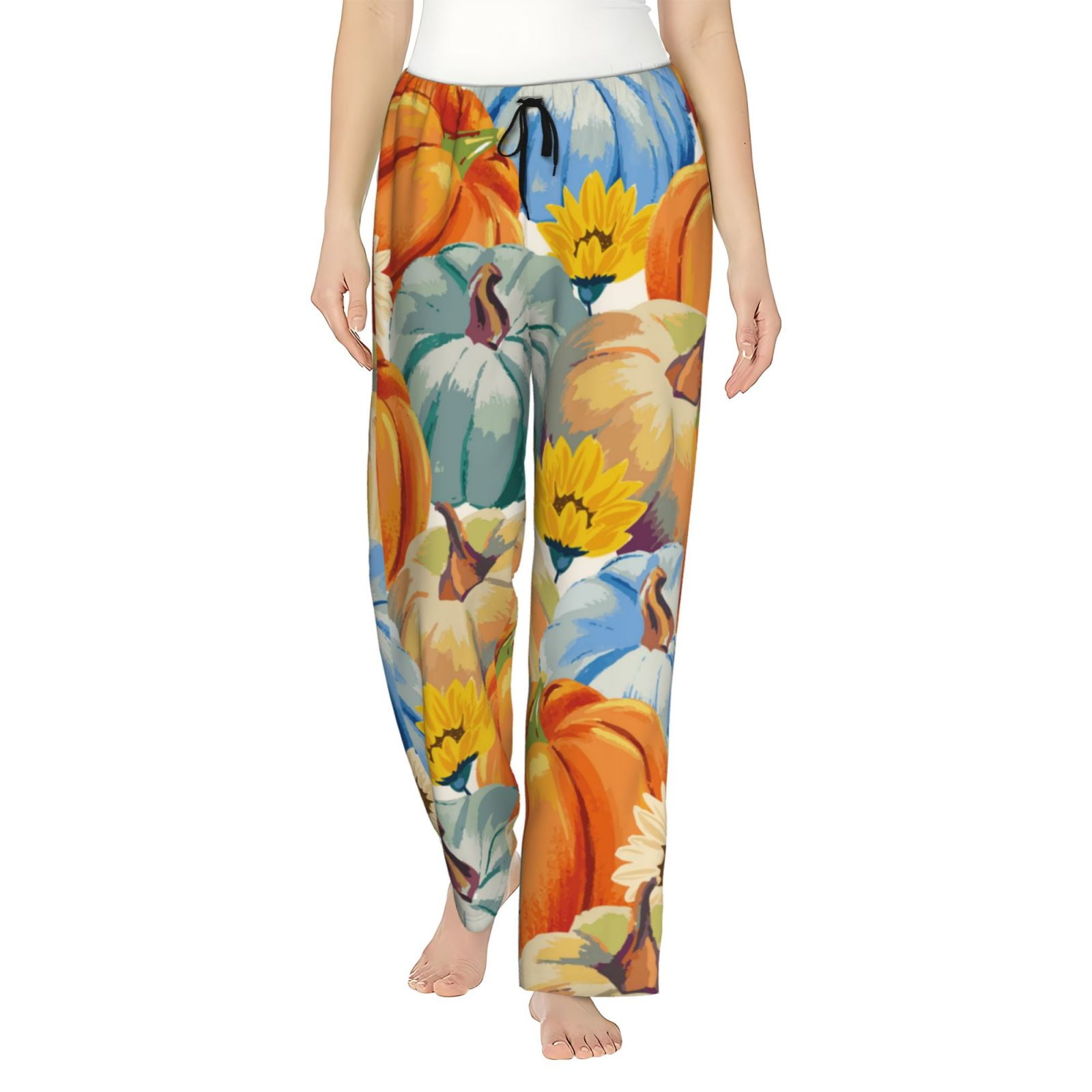 Ocsxa Pajamas Pants For Women,Pumpkins Sunflowers Pajama Pants With