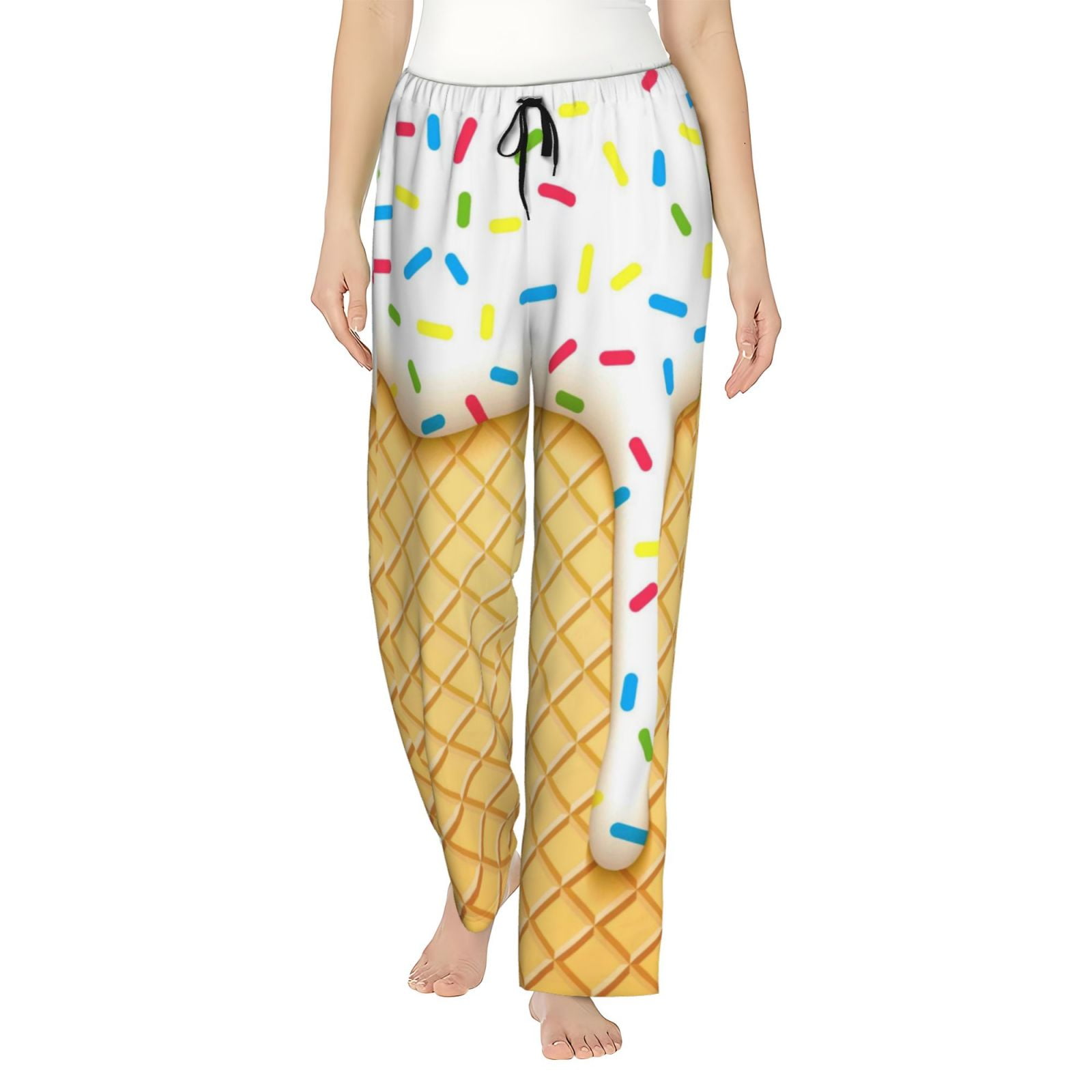 Ocsxa Pajamas Pants For Women,White Ice Cream Pajama Pants With Pockets