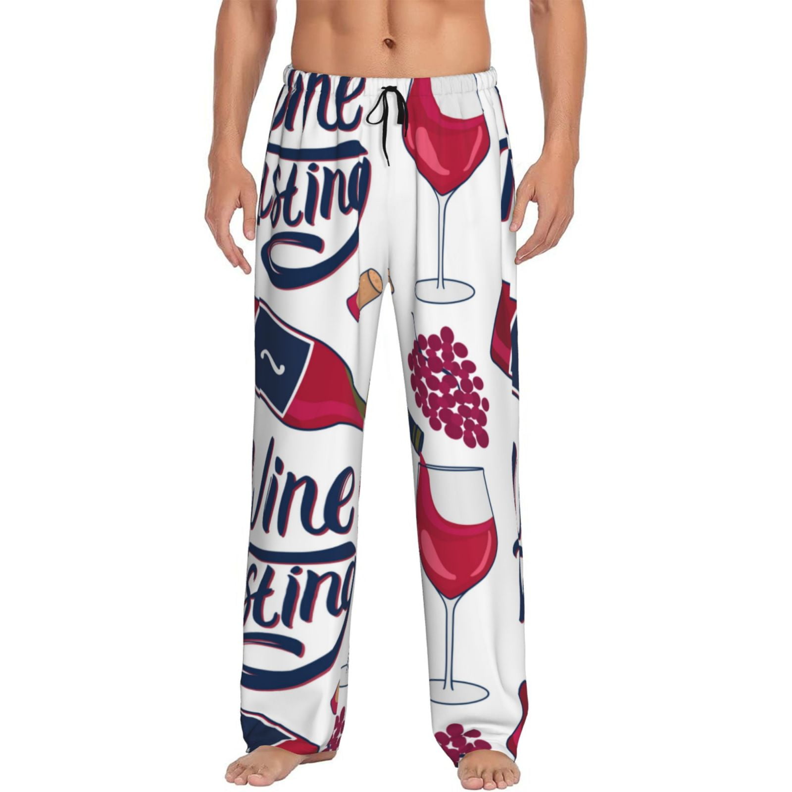 Ocsxa Red Wine Glass Bottle Print Adult Sleep Lounge Pajama Pants,Super